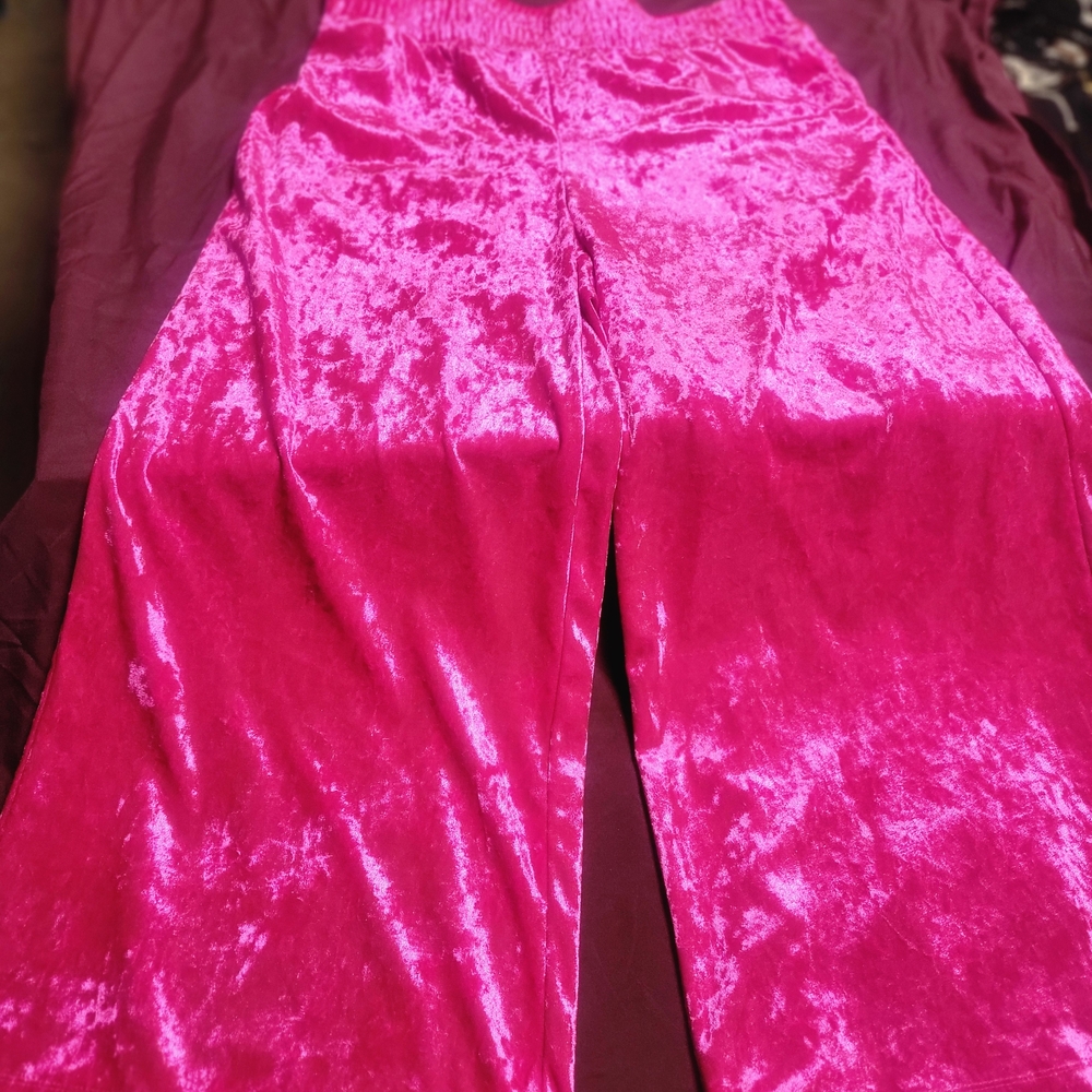 Vibrant Pink Kids Velvet Pants